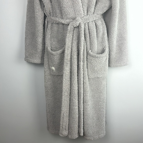 Barefoot Dreams Unisex Cozychic Robe Size 2 Gray Pockets Collar Cozy Loungewear - Picture 5 of 16